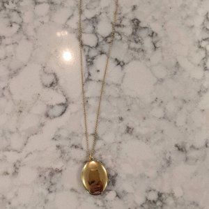J. Crew dainty gold-plated oval locket necklace, NWT!